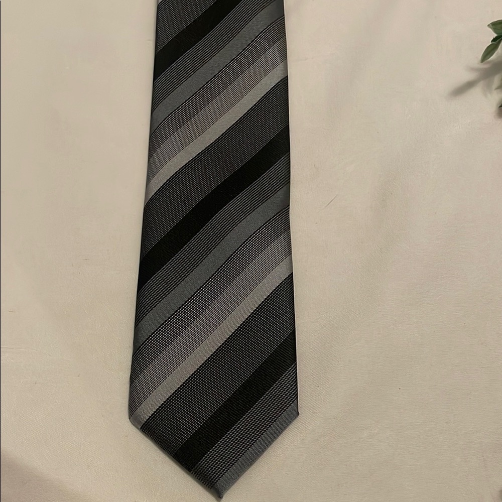 Elegant Black and Gray Striped Tie